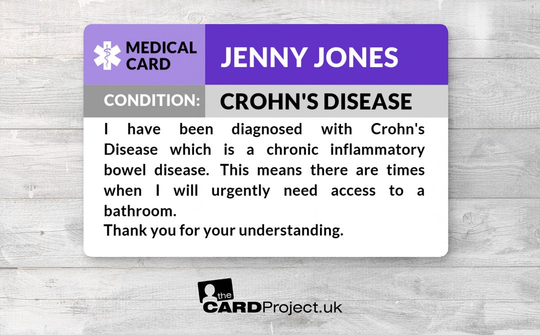 Crohn's Disease Awareness Medical ID Alert Card Etsy