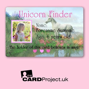 Einhorn-Karte für Kinder Foto - personalisierbares Spiel Accessoire mit Einhorn-Thema