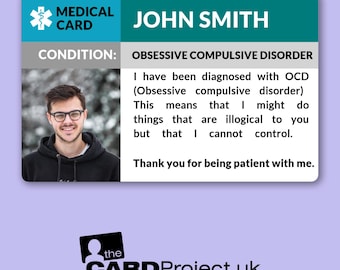 OCD (Obsessive compulsive disorder) Awareness Photo Medical ID Alert Card