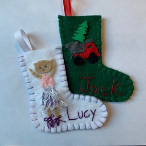 Create a personalized mini stocking (5” x 4”)