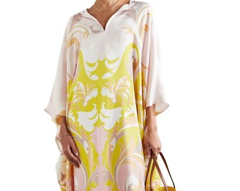 New Style Printed Satin Silk Casual Wear Kaftan For Women,Boat Neck Silk Caftan Dress, Kaftan for Woman,Maxi Dress,Kaftan Gift for Mother