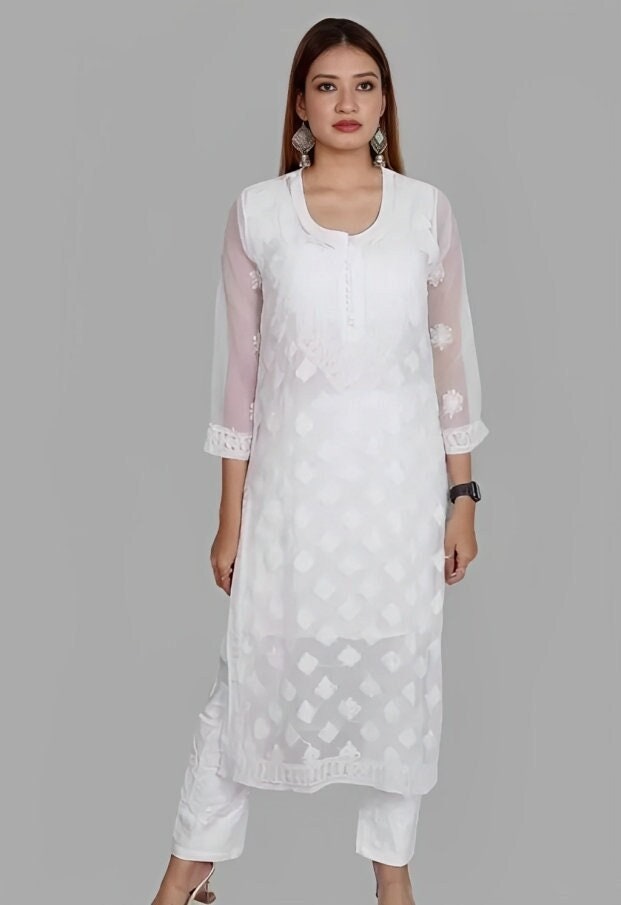 white kurti suit