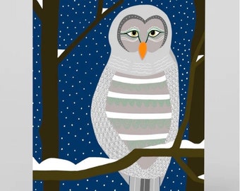 Greeting Card, Blank Inside, Any Occasion, Snowy Owl, Owl greeting card, winter scene