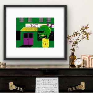 Tulane Art, Tulane University, The Boot Art Print, Green Wave, NOLA, Mardi Gras Art, Maine Art, Maine Artist