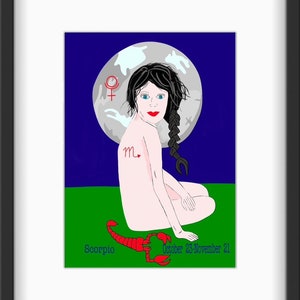 Scorpio Art Print, Scorpio Zodiac Sign, The Scorpion, Astrology, Horoscope, Water Sign, Planet Pluto, Pluto, Birthday Gift