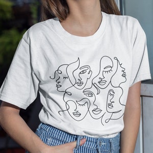 Abstract Faces T-Shirt, Line Art Shirt, Women Face Shirt, Line Drawing Shirt, Abstract Art T-Shirt, Aesthetic Clothes, Graphic Tees