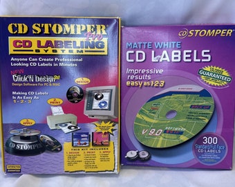 CD Stomper Pro CD Labeling System Partial + CD Labels Matte White Lot Opened