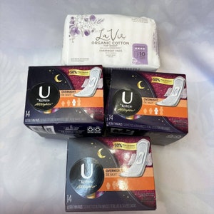 Overnight Pads Lot of 4 Packs U by Kotex Allnighter Ultra Thin La