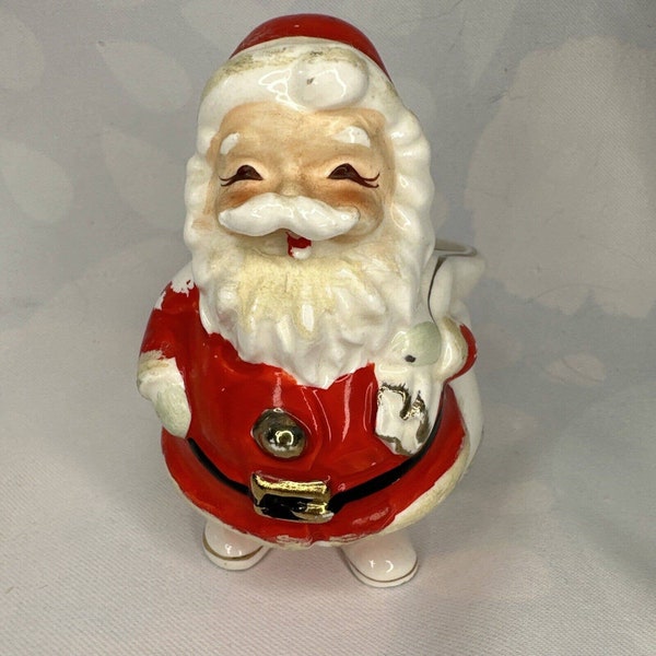 Vintage Napco Japan Santa Claus Ceramic Planter Christmas Merry Xmas Good Wishes