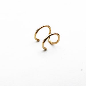 Upper cartilage double ear cuff, Criss Cross and Double silver cartilage ear cuffs, Fake cartilage hoop earrings, gold helix ear cuff.