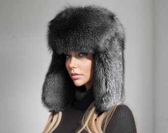 Blue frost fur ushanka