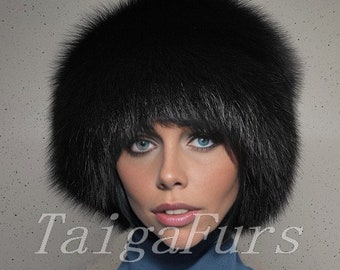 Black fox fur hat