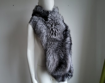 Silver fox fur stole/wrap/scarf