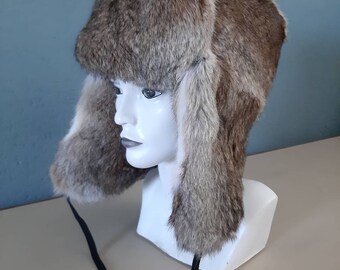 Echte konijnenbont ushanka hoed
