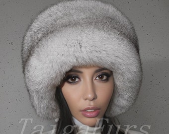 SAGA blue fox fur hat