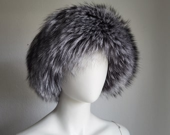 Silver fox fur headband