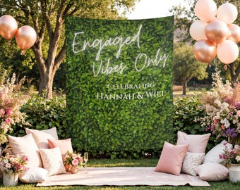 Custom Engagement Party Banner | Engaged Vibes Only Photo Booth Backdrop | Just Engaged Party Decorations
