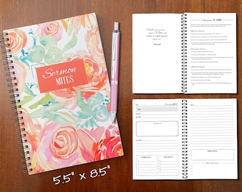 52 Week Sermon Notes Journal | Guided Sermon Notebook | Gift for Christian Women | Enhance Your Spiritual Growth