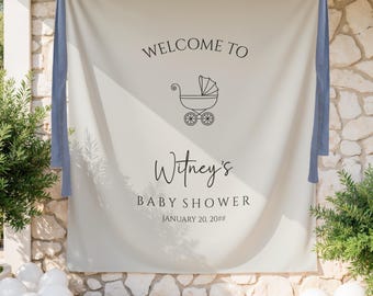Personalized Baby Shower Sign | Photo Backdrop Decor | Baby Shower Banner | Welcome Sign