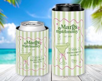 Margs and Matrimony Bachelorette Can Cooler | Custom Coozie | Regular or Slim Can Coozie | Margarita Miami Bachelorette