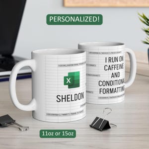 Personalized Excel Mug | Funny Excel Lover Gift for Boss, Coworker, Accountant, Excel Spreadsheet Nerd