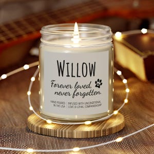 Pet Sympathy Candle | Personalized Pet Memorial Gift for Loss of Dog, Cat | Pet Rememberance