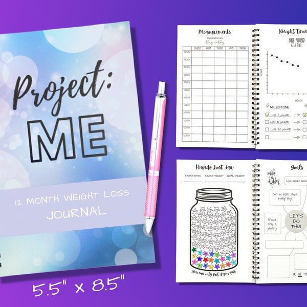 12 Month Weight Loss Journal (Hard Copy) Project: ME Weight Loss Tracker/Diary/Planner/BUJO