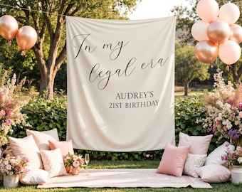 Bannière personnalisée pour 21 ans | Toile de fond pour photomaton | Décorations de fête pour la 21e édition | À mon époque juridique
