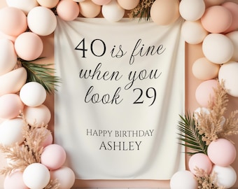 40th Birthday Banner | Photo Booth Backdrop | 40th Party Decorations | 40th Birthday Sign