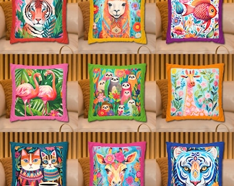Maximalist Funky Animal Pillow Cover | Dopamine Decor | Throw Pillow Covers | Living Room Decor | Apartment Decor | Dorm Decor