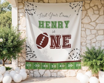 First Year Down 1st Birthday Banner | Custom Name | Photo Backdrop Decor | First Birthday Sign