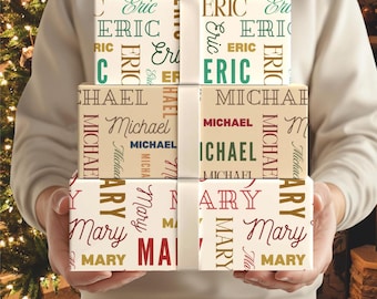 Personalized Name Wrapping Paper | Premium Christmas Paper | Personalized Gift Wrap