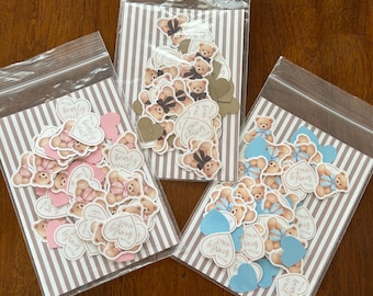 We Can Bearly Wait Baby Shower Confetti | 75 Pieces | Teddy Bear Baby Shower Decor | Heavyweight Cardstock