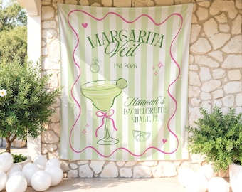 Custom Margarita Veil Bachelorette Banner | Photo Backdrop | Margarita Bachelorette Decor | Miami Bachelorette Party Sign