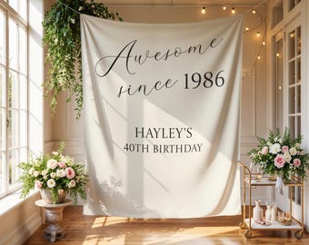 Custom 40th Birthday Banner | Photo Booth Backdrop | 40th Party Decorations | Birthday Sign