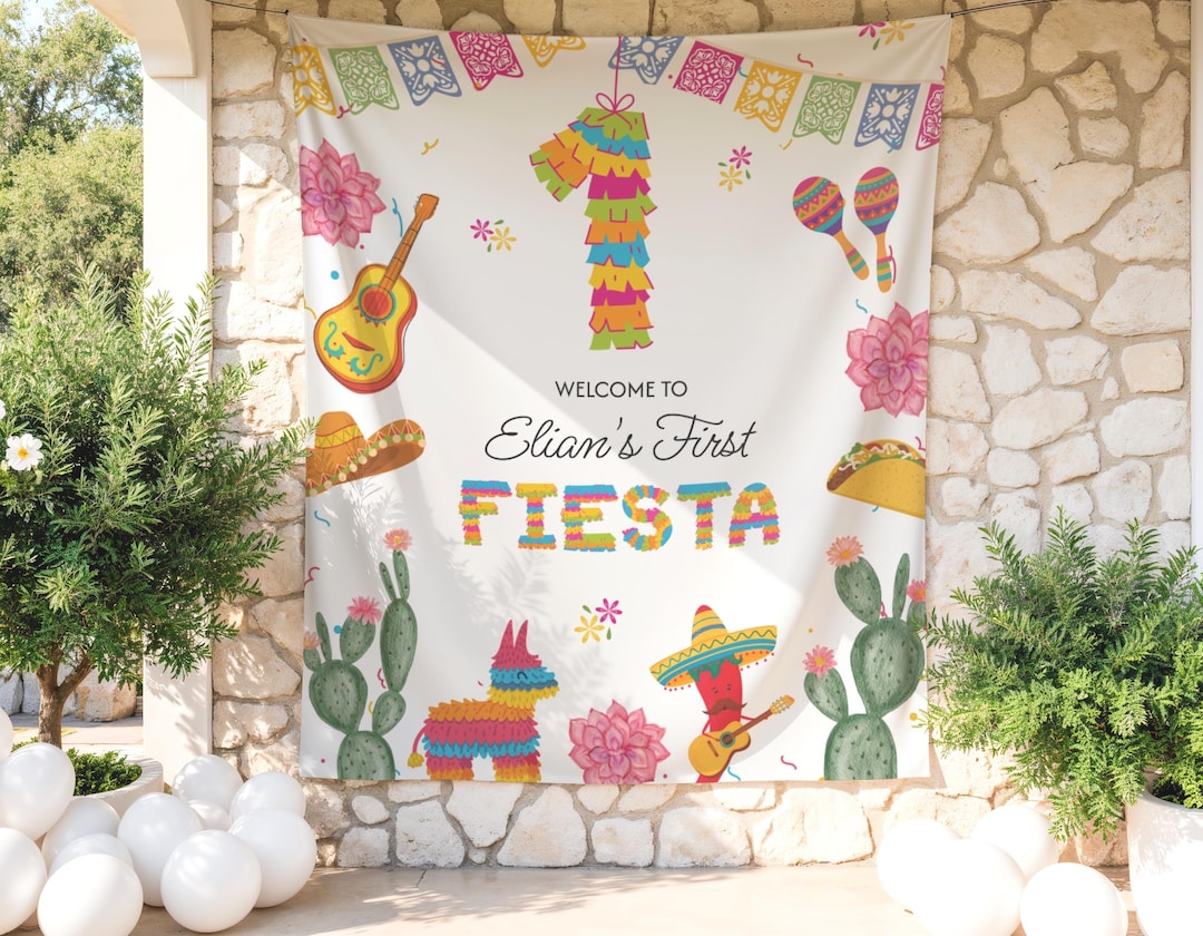 First Fiesta Birthday Party Banner | Photo Backdrop | 1st Fiesta ...