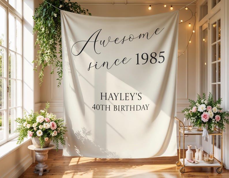 Custom 40th Birthday Banner | Photo Booth Backdrop | 40th Party ...