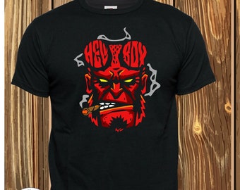 Camiseta negra con estampado de Hellboy, Big Red Demon, unisex, gótica, ajustada para mujer