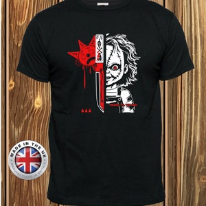 Horror t shirt Childs Play tshirt Chucky shirt Halloween gift for him Black Horror t shirt, unisex chucky tshirt, ladies fitted + childrens.