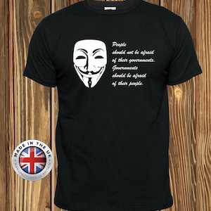 V wie Vendetta-T-Shirt 'People Sollte Not Not Fear Programming' ... schwarzes T-Shirt, Werbung T-Shirt, Unisex, für Damen und Kinder geeignet.