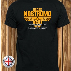Alien tshirt USCSS  Nostromo tshirt black film t shirt, unisex, ladies fitted and childrens.