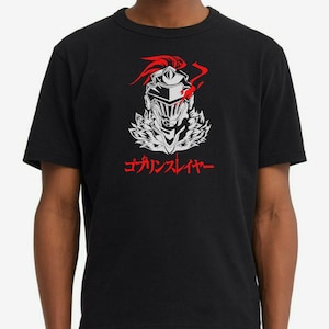Goblin Slayer inspired Helmet anime black slayer t shirt, unisex, ladies fitted and childrens.