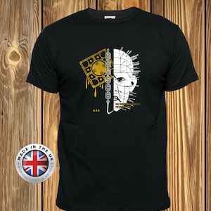 Maglietta Horror Pinhead Hellraiser, Halloween, unisex fino alla 5XL, vestibilità aderente da donna e bambino. Spedizione gratuita nel Regno Unito.