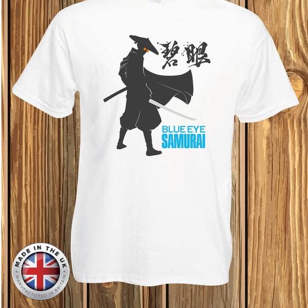 Blue Eye Samurai inspired Mizu silhouette white t-shirt, unisex and ladies fitted available