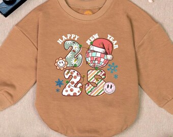 Pelele de bebé de Año Nuevo 2025, lazo de bola de discoteca, conjunto de celebración.