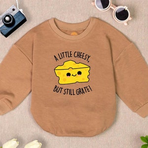 Funny Cheese Romper Sweatshirt, Cute Baby Clothes, Pun Baby Outfit, Food-Themed Toddler Outfit, Kawaii Cheese Bodysuit,Baby Shower Gift Idea