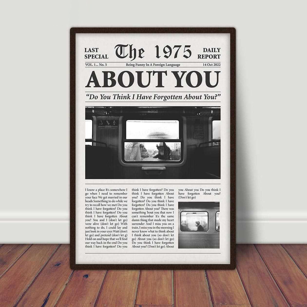 About You Lyrics The 1975 Retro Newspaper Poster, The 1975 Band Poster