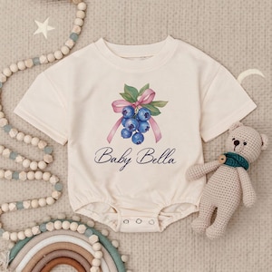 Blueberry Baby Romper Sweatshirt, Personalized Blueberry Baby Outfit, Custom Name Baby Gift, Blueberry Baby Girl Clothes,Newborn Coming Home