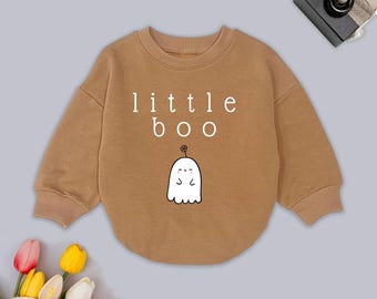 Little Boo Baby Romper Sweatshirt, Halloween Baby Outfit, Fall Baby Clothes, Baby Ghost Costume, Cute Baby Gift, Trendy Baby Romper