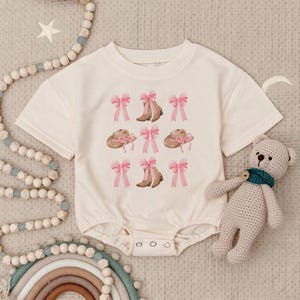Cowgirl Baby Romper Sweatshirt, Western Boots Hat and Bows Outfit, Baby Girl Country Clothes, Cute Rodeo Baby Shower Gift, Infant Western